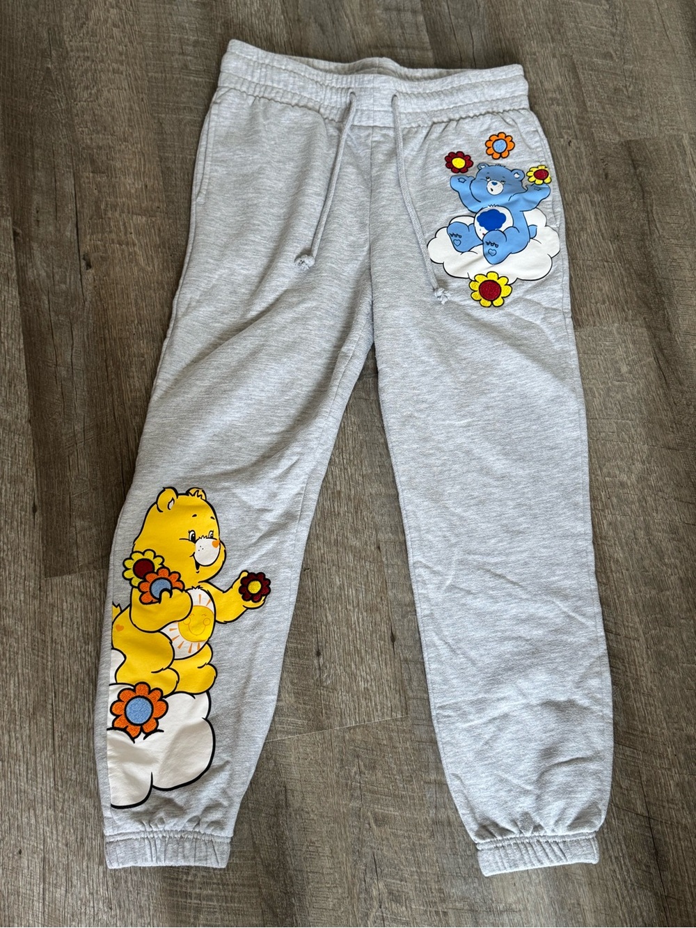 Care Bears Women’s Heather Grey Comfy Jogger Sweatpants Drawstring Elastic S/4